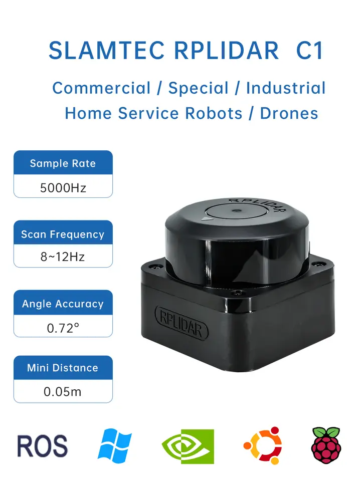 SLAMTEC RPLIDAR C1 LiDAR Sensor TOF 12m Ranging 360° Scanning Module for Robot Mapping Navigation Obstacle Avoidance image 6