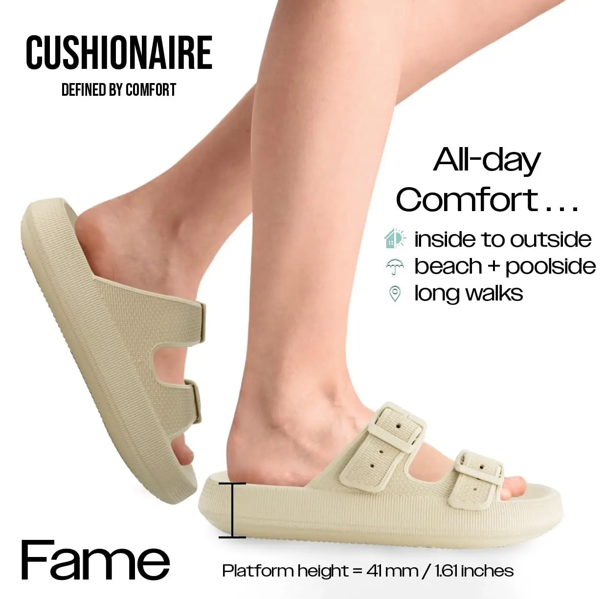 Crestar Sandals for Women and Men Summer Fashion Double Buckle Adjustable Slides Outdoor Soft Pillow Slippers EVA Flat Sandals 4