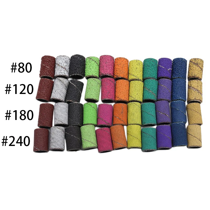Pink 80 120 180 240 Grit Cutter Zebra Sanding Bands Nail Drill Bits Foot Care Polishing Manicure Gel PolishRemover Replacement 6