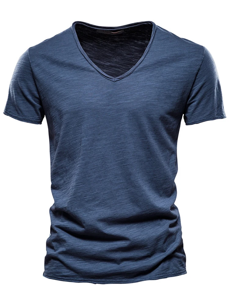 Mode Nouveau 100% Coton Hommes T-shirt Y-O-cou Mince ร Manches Courtes Tees De Haute Qualitรฉ Hommes Fitness Chaud T-shirt Pour Hommes Taille S-5XL