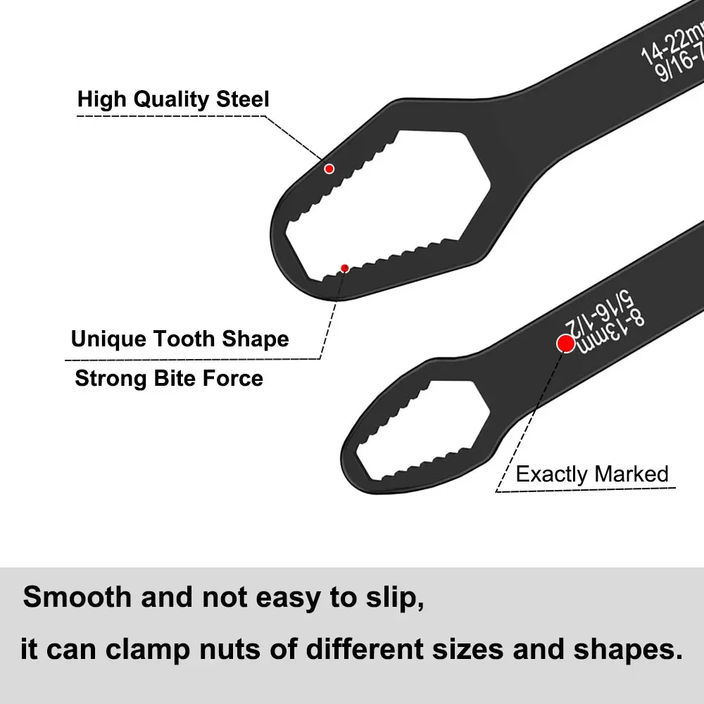 Adjustable Double-End Multifunctional Self-Tightening Wrench