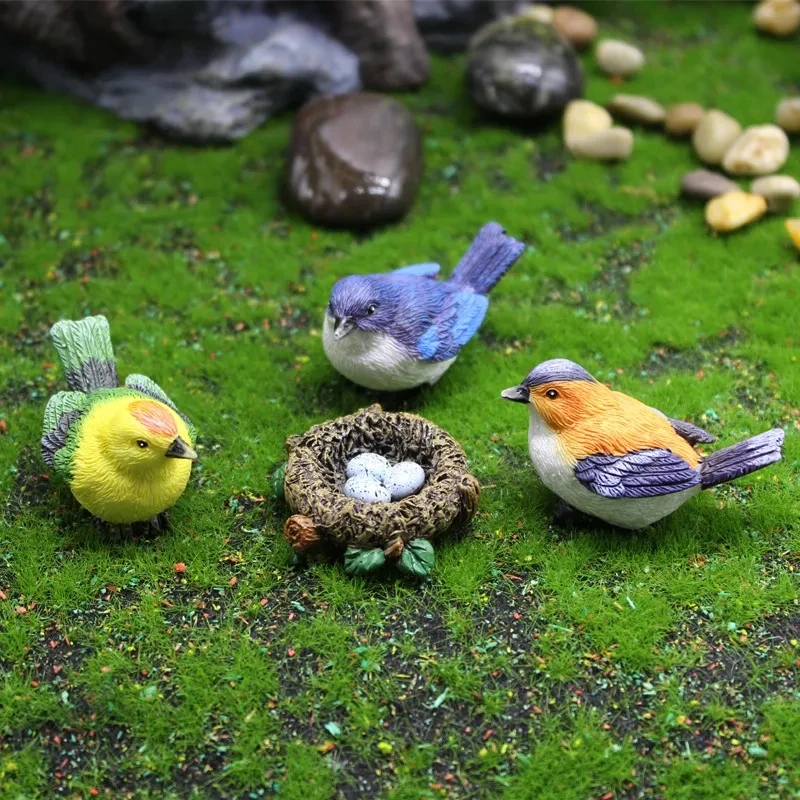 

Creative Simulation Birds And Birds' Nests Ornament Resin Faux Gardening Bonsai Decoration Accessories Home Decor DIY Party FU