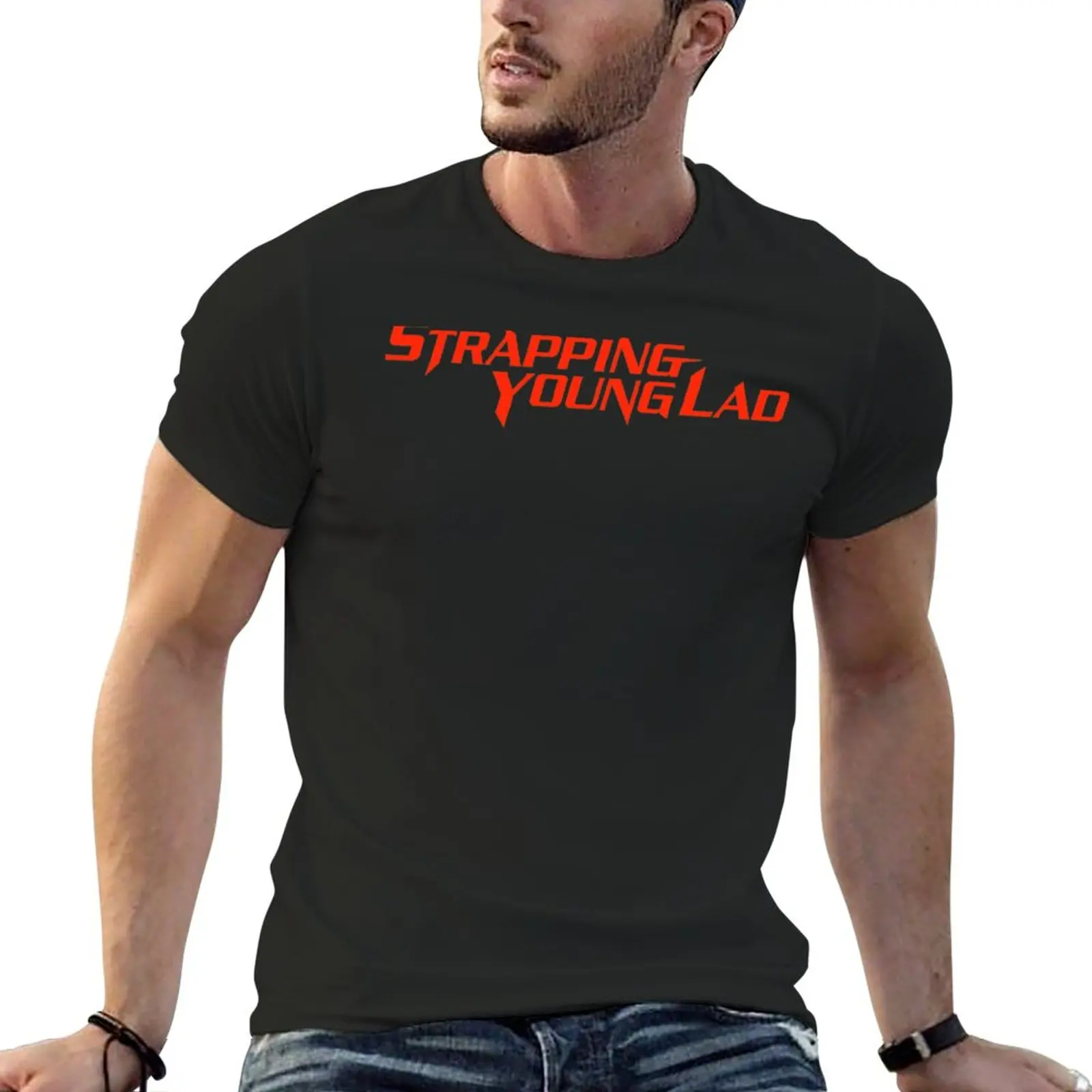 

Strapping Young Lad (Transparent) Red T-Shirt blacks heavyweights vintage clothes black t shirts for men
