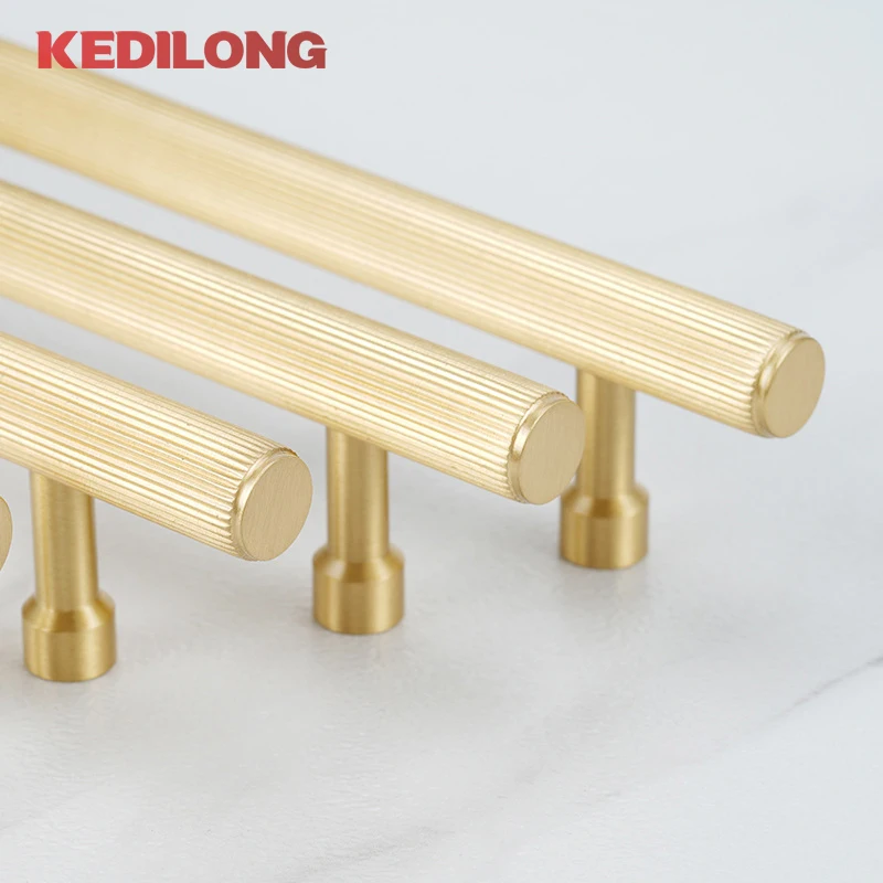 European style solid brass striped long handle furniture hardware cabinets drawers cabinet doors pull rings  small knobs