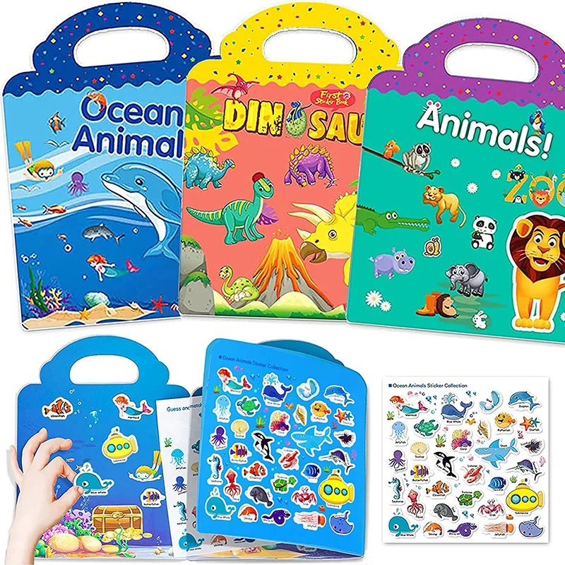 Kids DIY Sticker Book Reusable Multiple Scenarios Cartoon Puzzle  Educational Cognition Learning Toys for Kids Baby Age 2-4 Gift - AliExpress