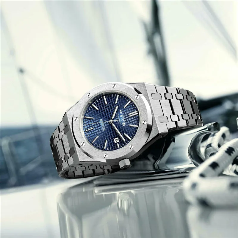 FEICE New Men's Automatic Mechanical Watch Skeleton Luminous Watch Waterproof Sapphire Mirror Luxury Stainless Steel Wristwatch 3