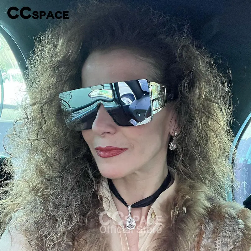 46588 Vintage Luxus Marke Sonnenbrille Frauen Großen Rahmen Männer Mode Eine Linse Quadratische Shades Uv400 Gläser