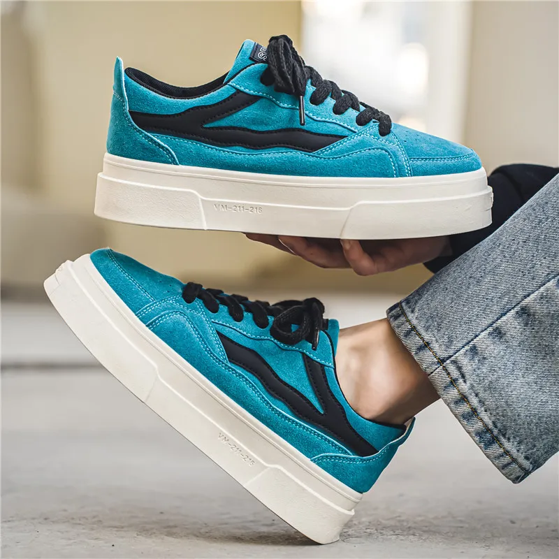 

Кроссовки мужские дышащие, платформа, плоская подошва, повседневные, синие, летняя модель