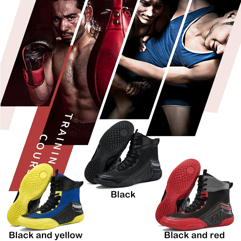 New professional wrestling and boxing shoes, men's mesh breathable training wrestling boots, light sneakers