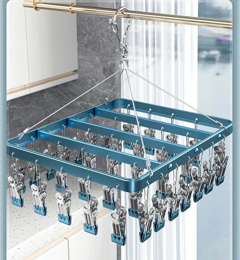 Light Luxury Windproof Socks Rack Aluminum Alloy Underwear Socks Hanger Clothes Clips Towel Drying Rack Wardrobe Organizer 3
