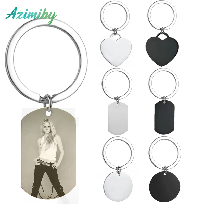 Azimiby Key Chain Stainless Steel Customized Keychain Engrave Photo Text Name Plate Personality For Anime Family Jewelry Gifts new death note double l non mainstream necklace smart anime fashion jewelry pendant cosplay unisex accessories