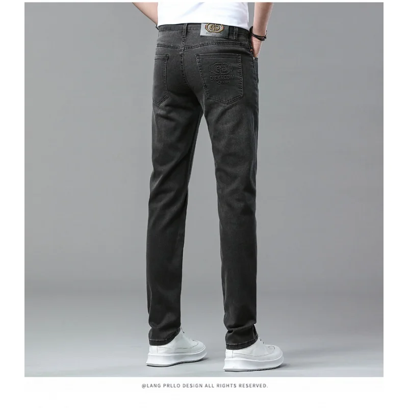 Light Luxury High-End Jeans Men's Three-Dimensional Printed All-Matching Business Casual Slim-Fitting Trousers for Four Seasons