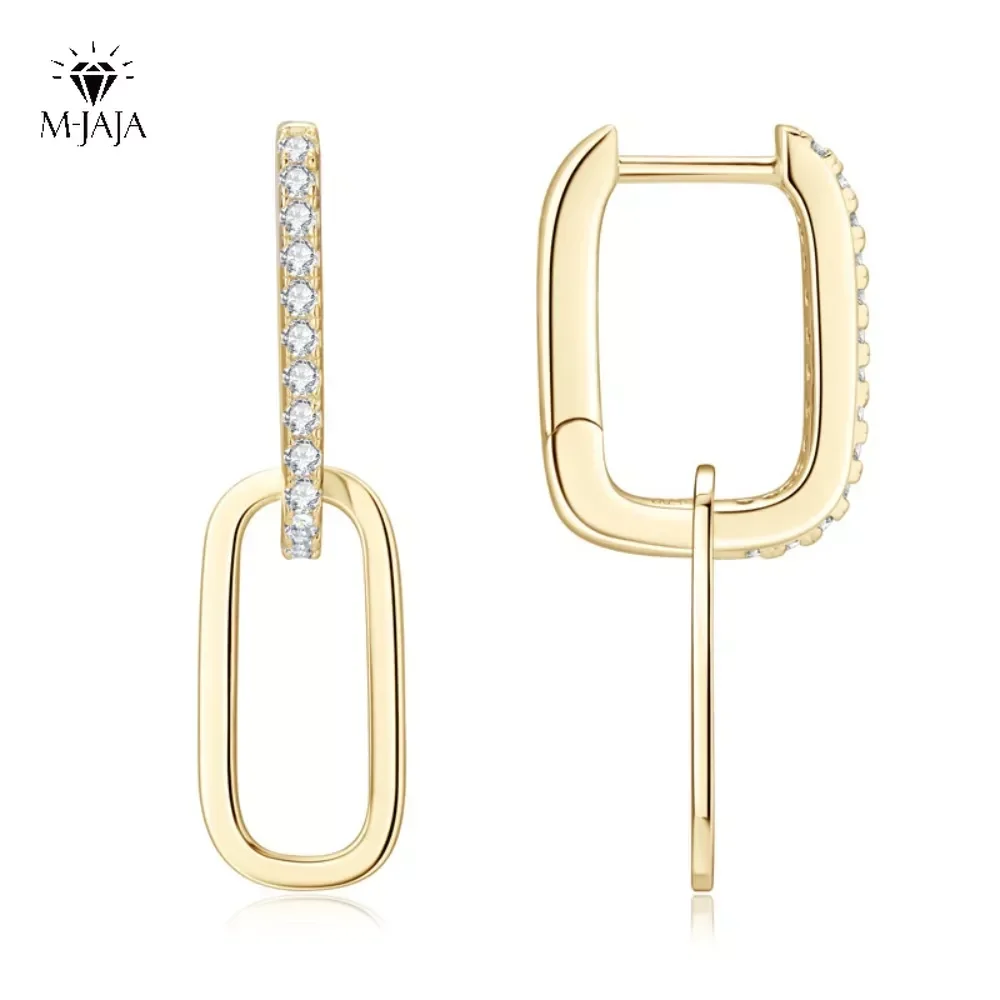 

M-JAJA 1.4mm Moissanite Paperclip Link Earrings for Women Silver 925 D Color Diamond Huggie Hoop Earrings 2023 Trend Jewelry