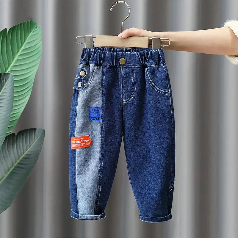 

2023 Spring fall kids Boys' Clothes baby Elastic Denim Trousers for toddler children Boy Clothing Outer wear Jeans pants 2-8 y