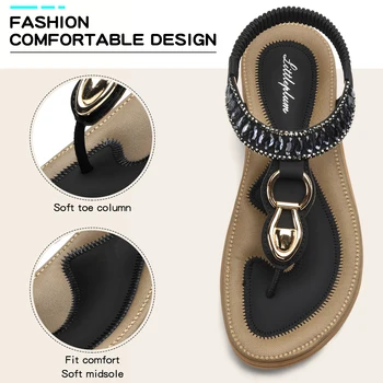 Womens T-Strap Flip Flop Thong Sandals Beach Shoes for Women Comfortable Summer Dressy Flat Sandals 4
