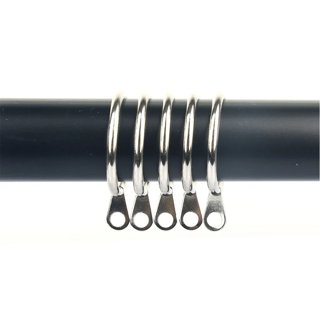 Curtain Hanging Ring Home Bedroom Living Room Drapery Rod Metal Hanging Hook 12pcs Silver
