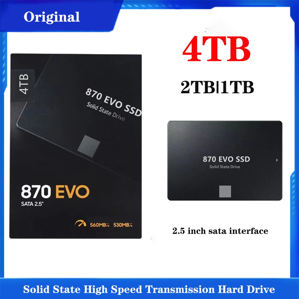 

Оригинальный Внутренний твердотельный накопитель 4 ТБ New SSD 870 EVO 500 Гб HDD жесткий диск SATA III 2,5 дюйма 1 ТБ 2 ТБ MLC для ноутбуков и настольных ПК