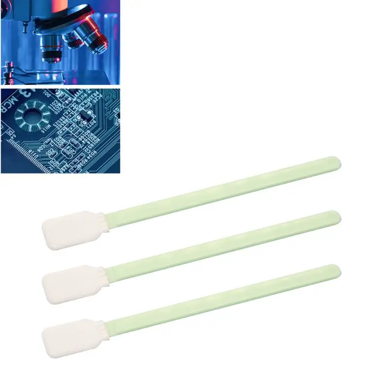 100Pcs/Set Double Layer Polyester Rectangular Head Cleaning Swabs Plastic Handle Dust-Free Industrial Paddle Sticks 4