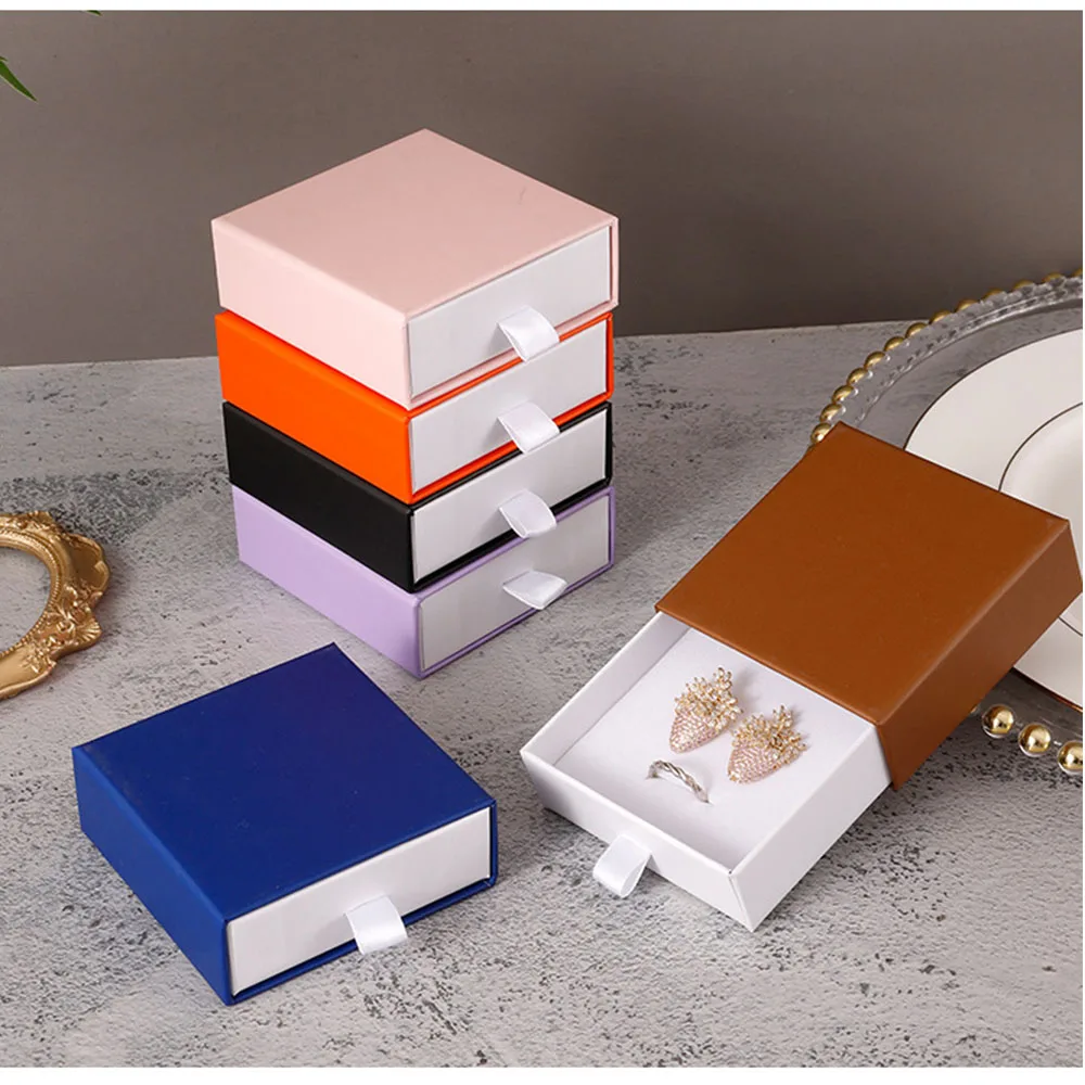 24pcs/Lot Black White Drawer Sliding Jewelry Packaging Box Greeting Card Necklace Bracelet Gift Package Case Boxes Dropshipping