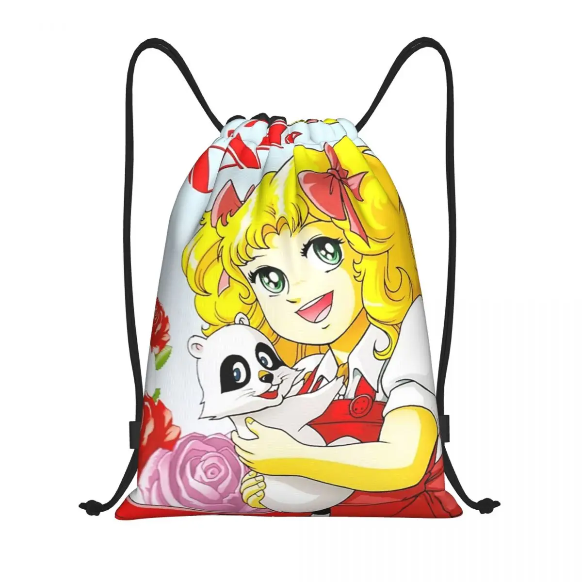 

Сумка на шнурке конфетного цвета для мужчин и женщин, легкий японский спортивный ранец с мультипликационным рисунком для девочек и мужчин, под заказ