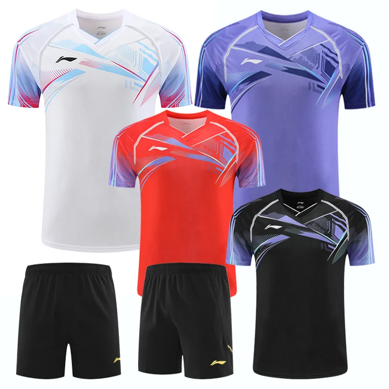 

Customized a set of men's and women's badminton T-shirt quick drying breathable sweat absorption V-neck table tennis clothes