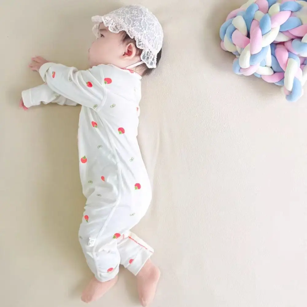 Cute Long Sleeve Baby Romper Pure Cotton Strawberry Cartoon Love Bodysuit Soft Fabric Stripe Infant Romper Newborn Baby