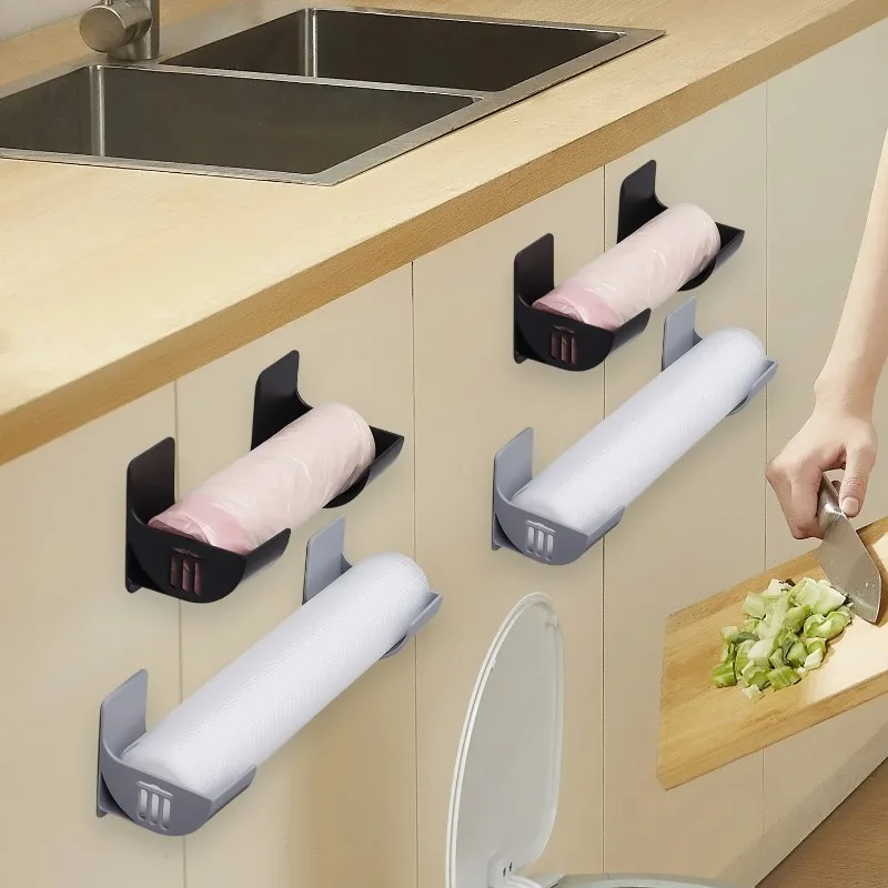 Trash Bags Shelf Holder Wall Mounted Film Container Dispenser Self-Adhesive Garbage Roll Racks Garbage Bag Storage Box Organizer