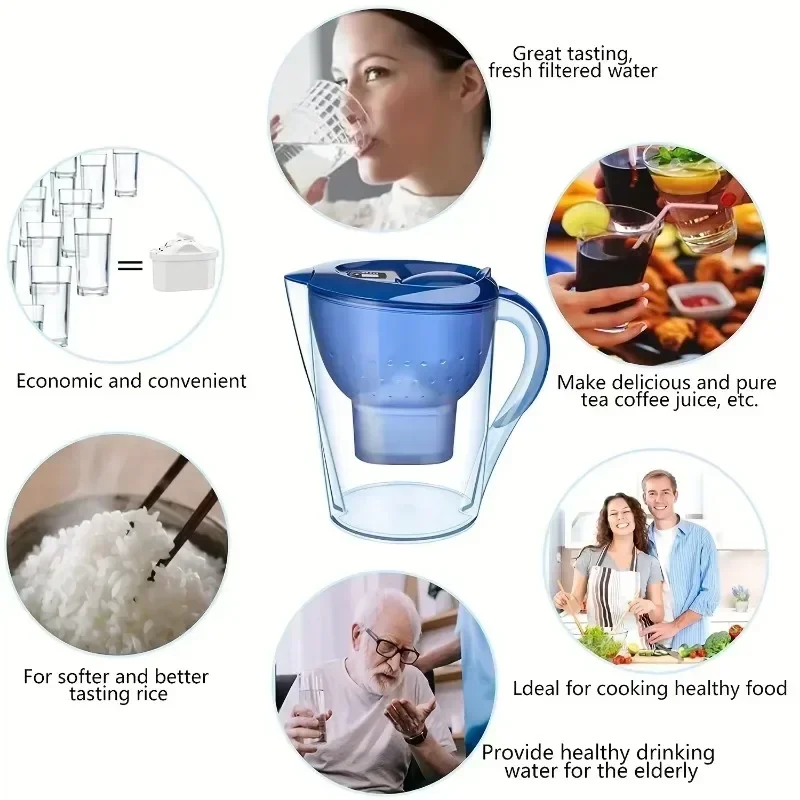3.5L Portable Water Filter Kettle With Activated Carbon Filter Cartridge Household Drinking Water Purifier Jug For Home Travel