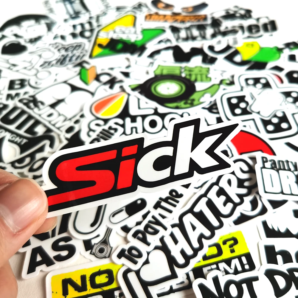 50pcs Funny JDM Styling Stickers Skateboard Luggage Bumper Bike Car Motorcycle Scooter Cool Decals Sticker Bomb Toy Waterproof 4