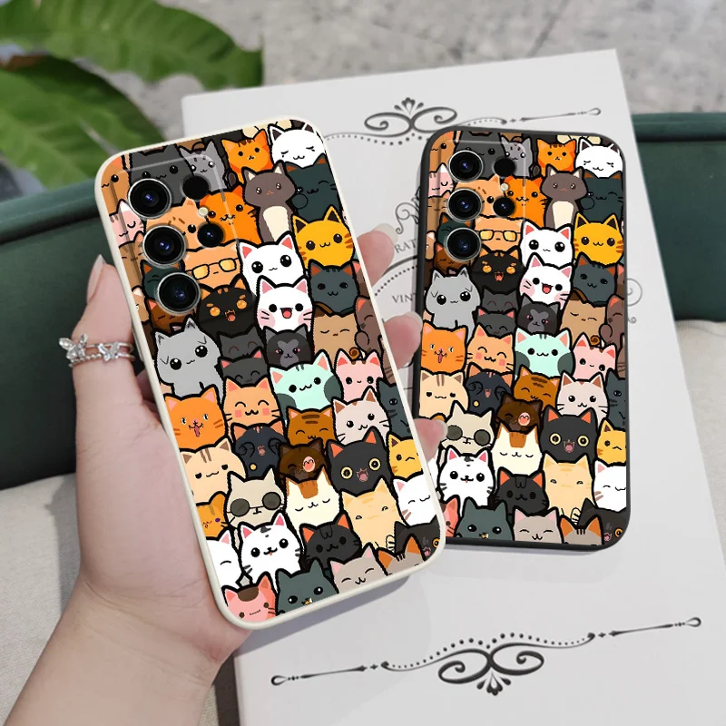 Charming Cat Illustration Silicone Phone Case Cover