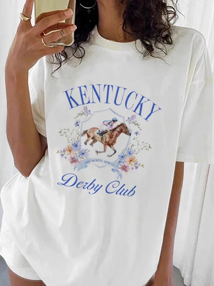 

Horse Racin Printed Short Sleeved Top Cartoon Fashion Women's Trend 90s T-Shirt Pattern T-Shirt Printed Cute Style T-Shirt.