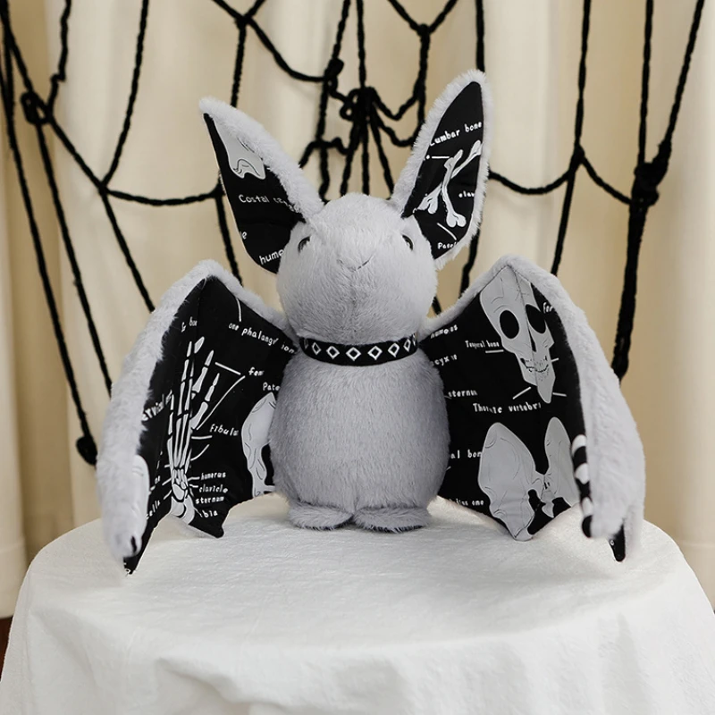 

Glowing Bat Plush Toy Noctilucent Soft Stuffed Animal Skull Bat Decor Halloween Gothic Rock Style Cosplay Prop Children Gift