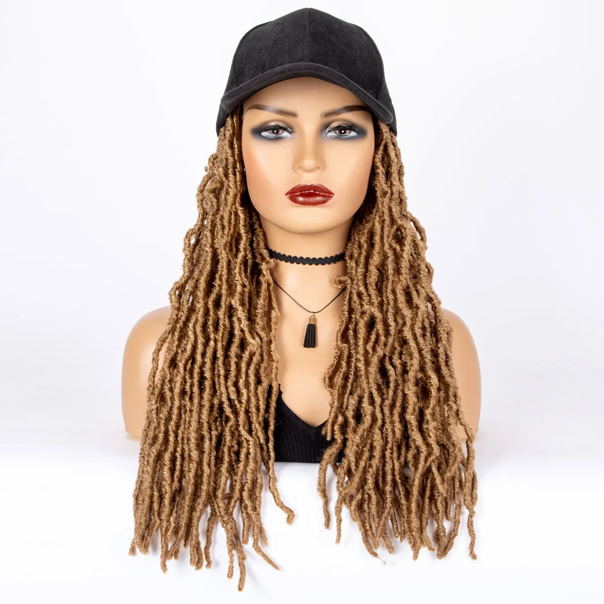 Synthetic Hair Wigs Braided Baseball Cap Wig Soft Faux Locs Hair Extensions With Hat For Afro Black Women 27#