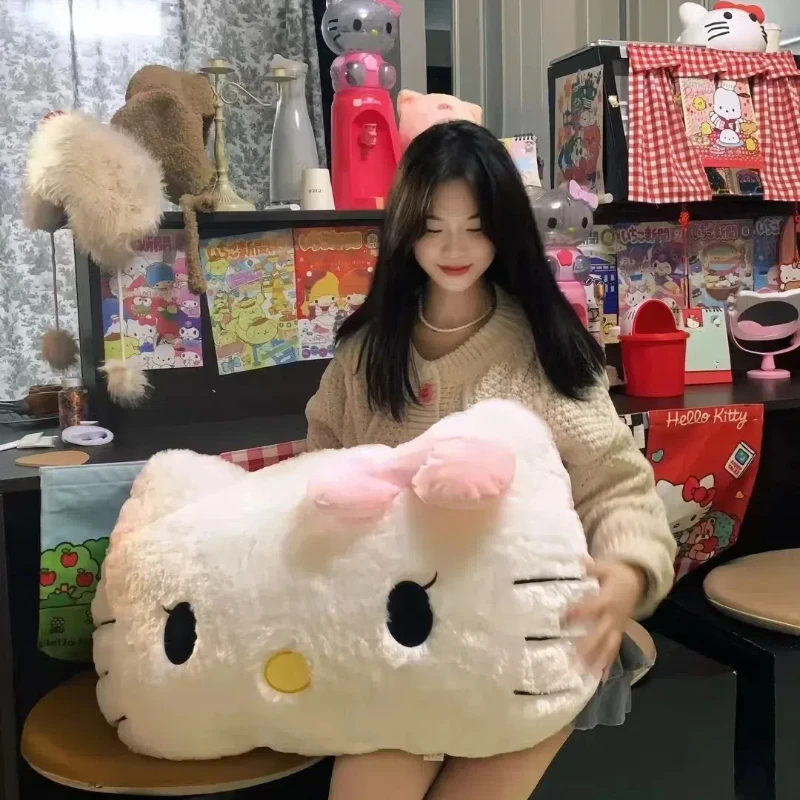 Lovable Sanrio Hello Kitty Back Cushion Soft Hello Kitty Pillow Sofa Bed Bay Window Home Decor Pillow Hug Plushies Xmas Gift
