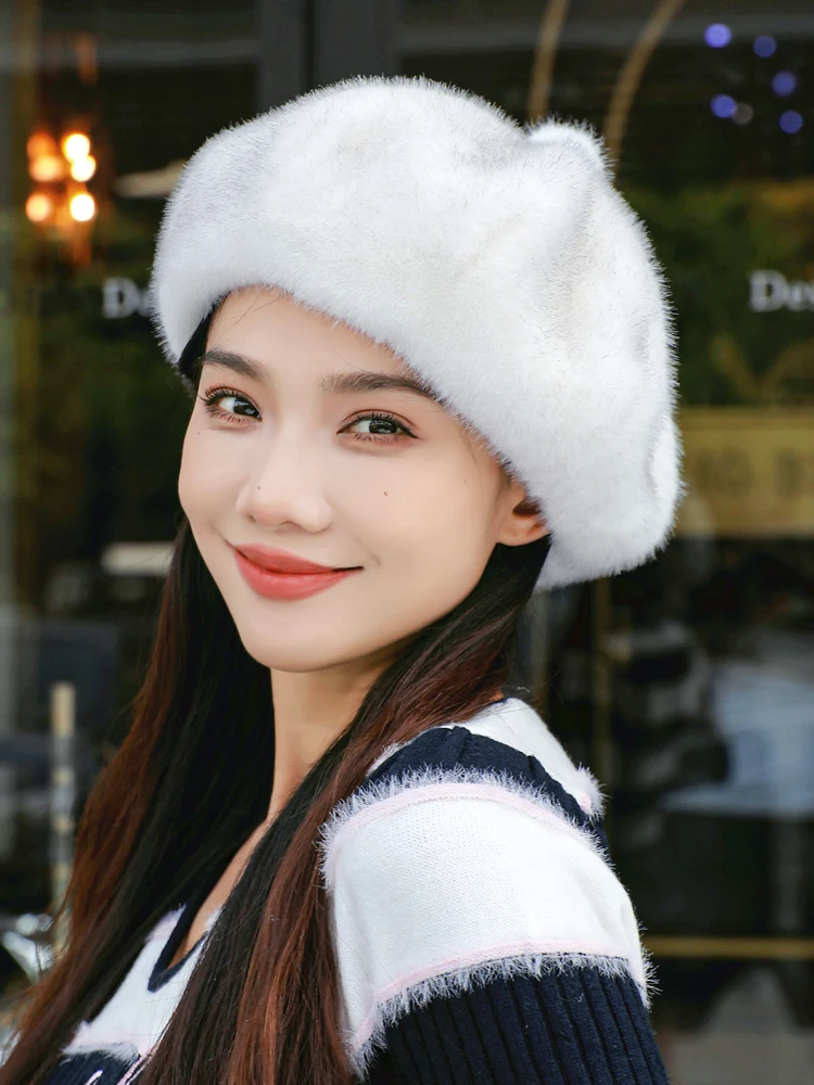 autumn-and-winter-mink-beret-women's-fashion-french-painter-hat-girl's-fashion-solid-color-beret-women's-multi-color-flat-hat