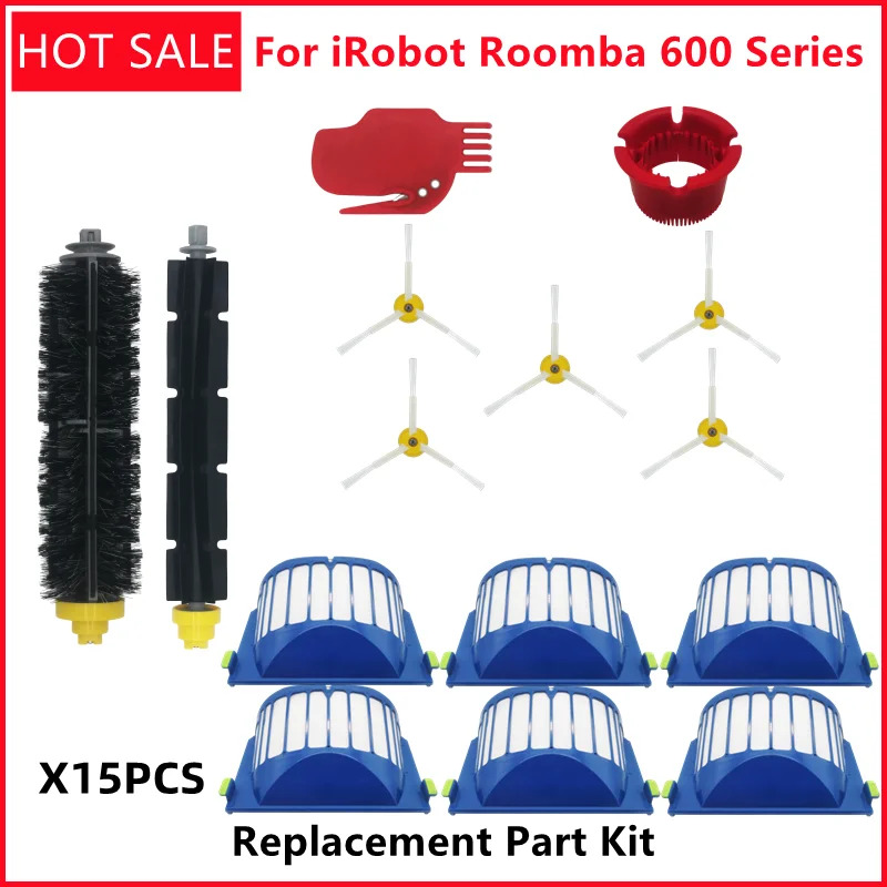 

Replacement Part Kit For iRobot Roomba 600 Series 610 620 625 630 650 660 Vacuum Beater Bristle Brush+Aero Vac Filter+side Brush