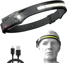 

LED Headlamp Rechargeable with All Perspectives Induction 230° Illumination, 350 Lumens for Running, Fishing, Camping