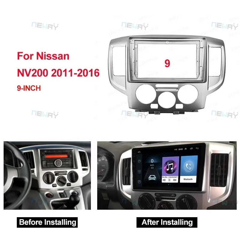 닛산 NV200 2011-2016 DVD GPS 안드로이드 플레이어, 스테레오 헤드 유닛, 2 Din 패널 대시 프레임 커버, 9 인치 자동차 라디오 페시아