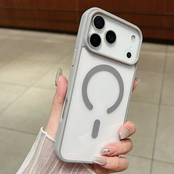 Magsafe - Compatible Clear Shockproof Phone Case with Magnetic Wireless Charging Capability - iPhone 15 Plus (GRAY)