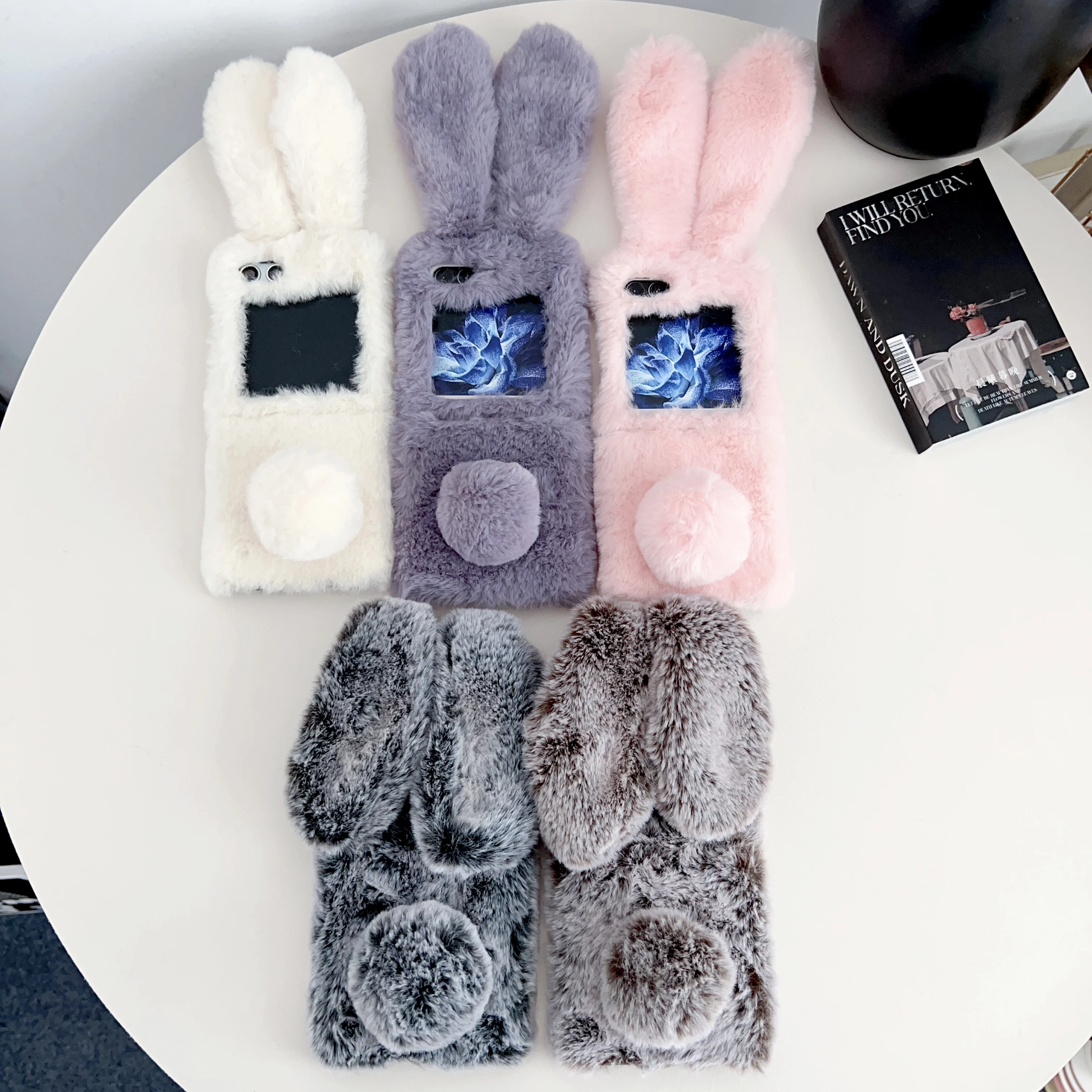Adorable Fluffy Rabbit Ears Plush Phone Case – Shockproof and Ultra-Soft