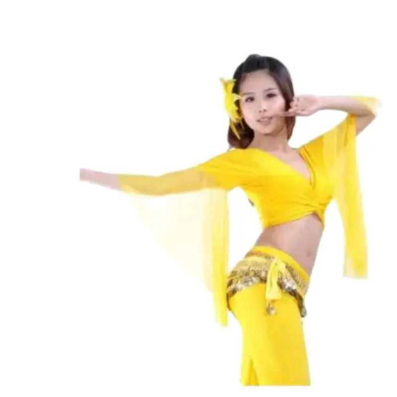 

1pcs/lot woman belly dancing butterfly sleeve top lady dancing patchwork top solid free size