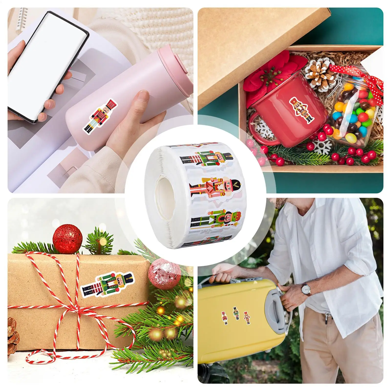 Nutcrackers Wall Decals 500-piece Cartoon Self-Adhesive Decoration Christmas Nutcracker Window Stickers For Car Computer School