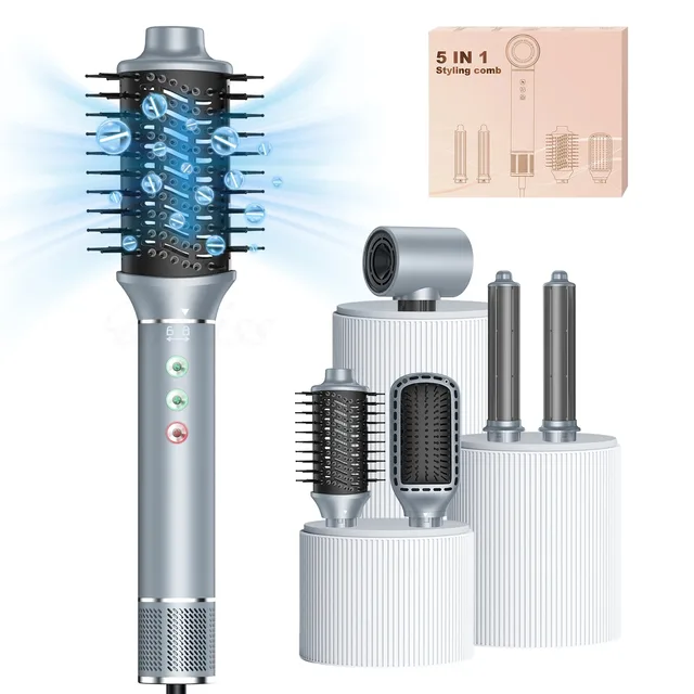 Professional 5 in 1 Hair Dryer Brush High-Speed Hot Air Brush Negative Ions Blow Dryer Brush Styling Tools Curling Iron 1400W