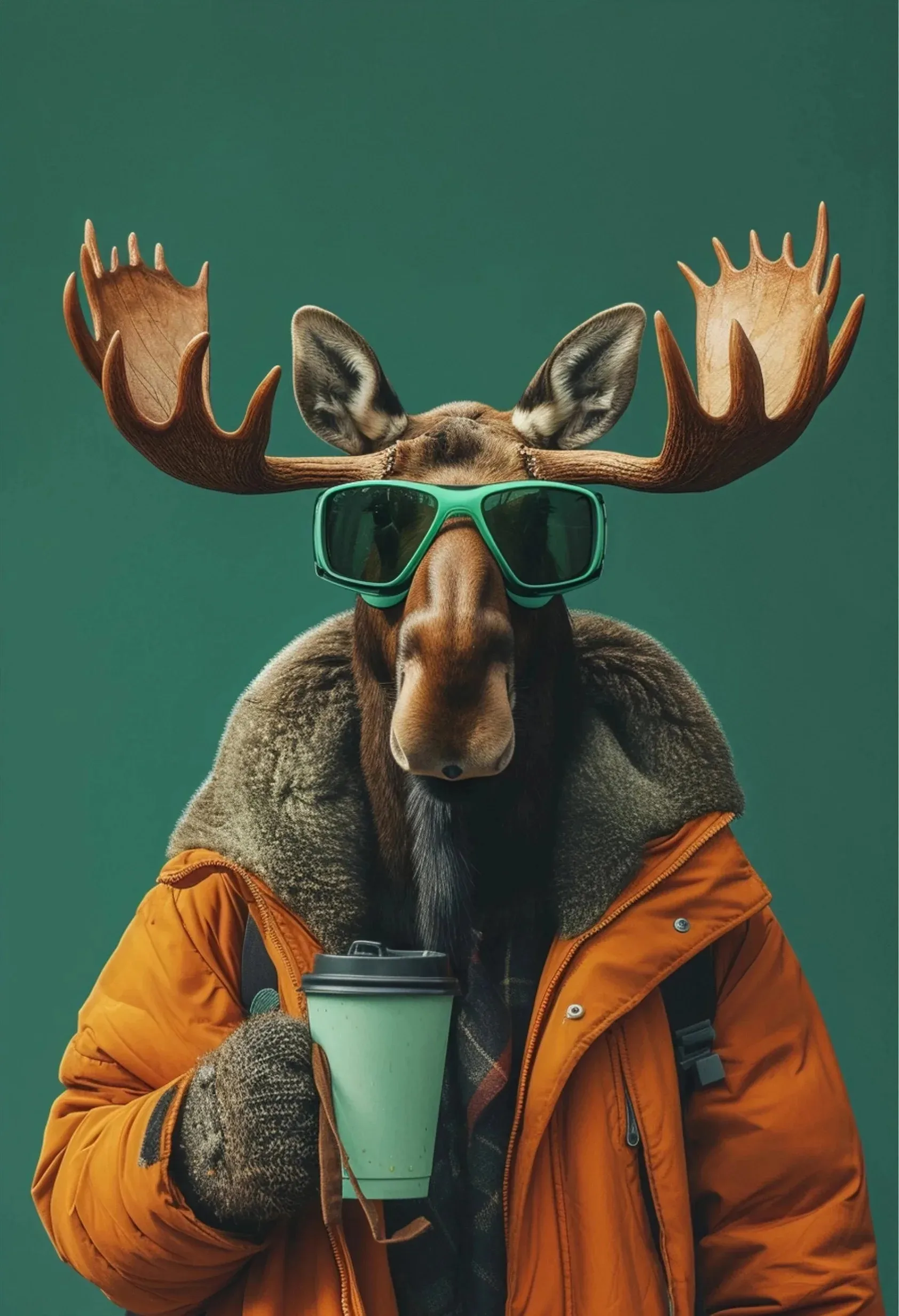thumbnail image 1 of Póster estético con estampado de leopardo, león, jirafa, oso, conejo, gafas de sol de moda, pintura en lienzo de animales, arte de pared, decoración del hogar para sala de estar, 1 of 5