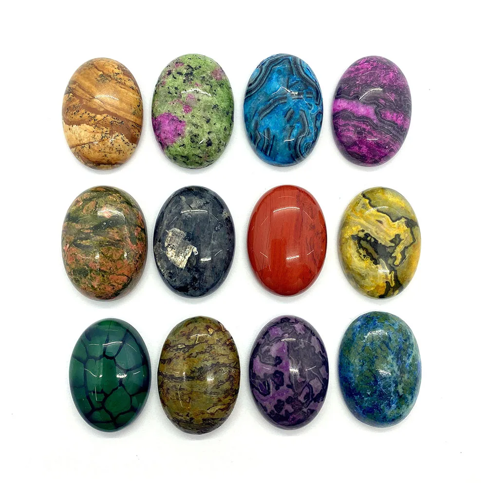

Natural Agate Cabochon Howlite Unakite Egg Shape Beads 18x25mm Glitter Stone Crystal Ring Face DIY Making Rings Jewelry Charms