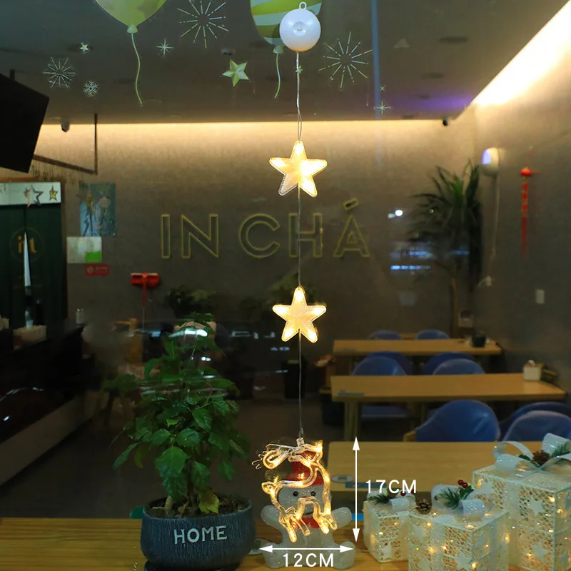 Christmas LED Suction Cup Lights Santa Claus Snowflake Elk Window Decoration Christmas Home Decoration New Year Lights Navidad christmas decorations