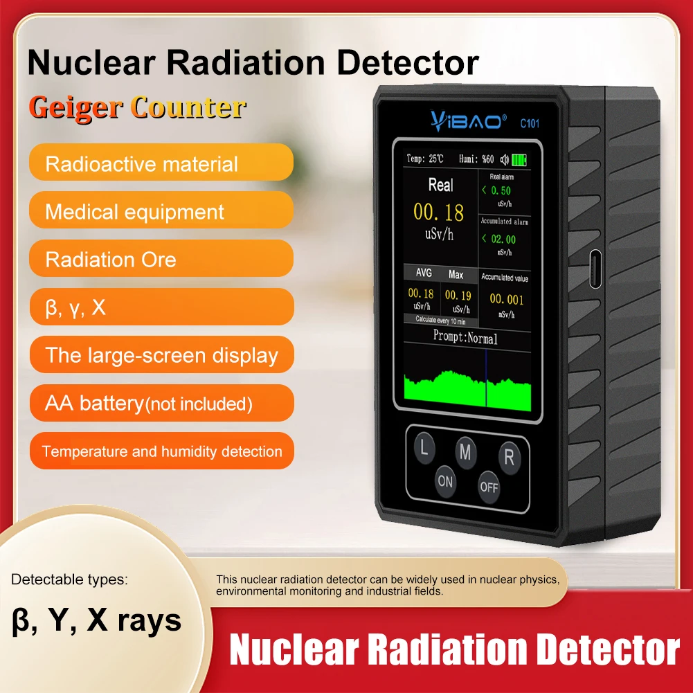 

XR1 BA-9B Upgrade Geiger Counter Battery Powered Nuclear Radiation Detector Thermometer X Γ Β Ray Detector Radioactive Tester
