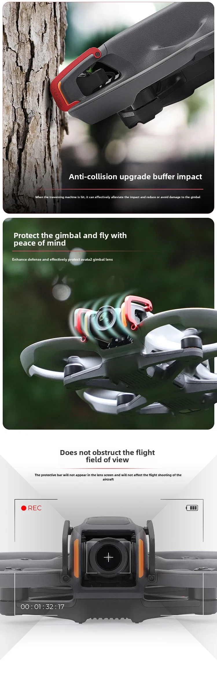 Description Picture 3 of itemDJI AVATA 2 bumper gimbal lens collision crossing machine protective bar aluminum alloy accessories