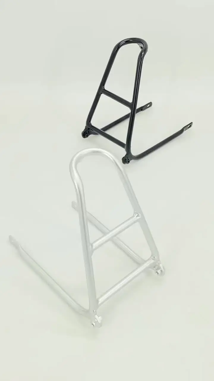 Portapacchi Posteriore In Alluminio CNC Per Bici Pieghevole Brompton E 3sixty United Trifold - Leggero 364g - Rosso/Nero
