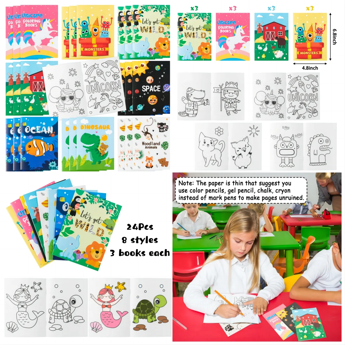 DIY Coloring Book Filling the Ocean Animal/Woodland/Science Theme Pattern Color Book Drawing Atlas Book For School Teaching Supp 4
